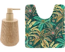 Tendance badkamer set Jungle Fever - toiletmat/zeepdispenser - microfiber - antislip