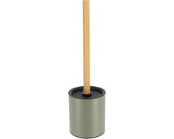 Tendance Badkamer toiletborstel met houder 103 series - groen - 10 x 37 cm - metaal/bamboe hout