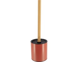 Tendance Badkamer toiletborstel met houder 103 series - terracotta - 10 x 37 cm - metaal/bamboe hout