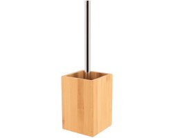 Tendance Badkamer toiletborstel met houder - bruin - acacia - 10 x 35 cm