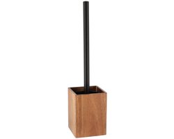 Tendance Badkamer toiletborstel met houder - donker bruin - acacia - 10 x 35 cm