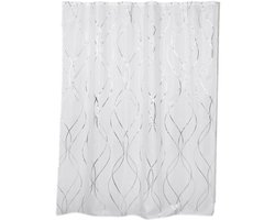 Tendance Douchegordijn Dubai - met ringen - wit/zilver - polyester - 180 x 200 cm - wasbaar