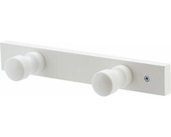 Tendance Handdoekrek - hout - wit - 2 haakjes - handdoekhaakjes - handdoeken kapstok