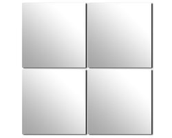 Tendance Plak spiegel tegels - 4x stuks - glas - zelfklevend - 30 x 30 cm - vierkant - muur/deur/wand