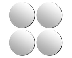 Tendance Plak spiegel tegels - 4x stuks - glas - zelfklevend - D30 cm - rond - muur/deur/wand