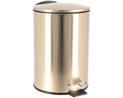 Tendance Prullenbak/vuilnisbak - 3L - goud - metaal - H24 cm - badkamer - soft close functie