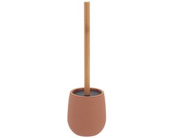 Tendance toiletborstel honeycomb - bruin - D11 x H39 cm - rubber/bamboe - wc borstel