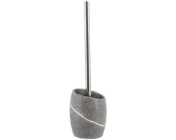 Tendance WC/Toiletborstel met houder - grijs - steen look - polyresin - 36 cm
