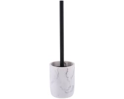 Tendance WC/Toiletborstel met houder - wit - marmer look - polyresin - 38 cm
