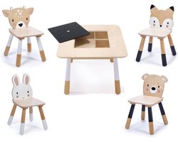 Tender Leaf kinder speel tafel inclusief 4 stoeltjes met dieren 56 x 56 x 44,7 cm