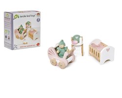 Tender Leaf Poppenmeubels: BABYKAMER 15x13x8cm, in hout, in doos 26,7x9,7x21,2cm, 3+