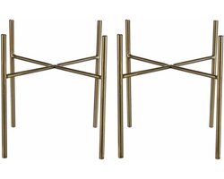 Ter Steege - 2x - plantenpot/bloempot plantenstandaard/potverhoger - goud - H16 x B17 cm