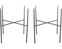 Ter Steege - 2x - plantenpot/bloempot plantenstandaard/potverhoger - zilver - H25 x B25 cm