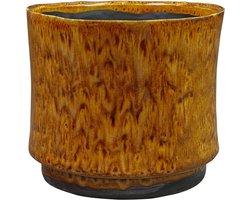 Ter Steege Bloempot Geglazuurd Geel-Caramel D 17 cm H 15 cm Opening 15 cm