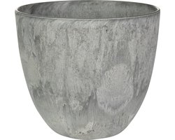 Ter Steege Bloempot - grijs - natuursteen look - D17 x H15 cm - voor binnen/buiten