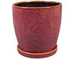 Ter Steege Bloempot-Pot met Schotel Rood-Paars D 17 cm H 16 cm