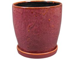 Ter Steege Bloempot-Pot met Schotel Rood-Paars D 20 cm H 19 cm