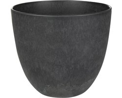 Ter Steege Bloempot - zwart - natuursteen look - D17 x H15 cm - voor binnen/buiten
