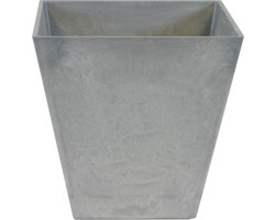 Ter Steege Bloempot/plantenpot - vierkant - gerecycled kunststof - steengrijs - D20 en H20 cm