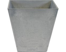 Ter Steege Bloempot/plantenpot - vierkant - gerecycled kunststof - steengrijs - D25 en H25 cm