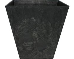 Ter Steege Bloempot/plantenpot - vierkant - gerecycled kunststof - zwart - D20 en H20 cm