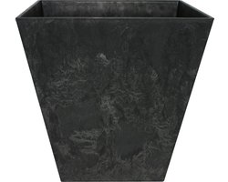 Ter Steege Bloempot/plantenpot - vierkant - gerecycled kunststof - zwart - D35 en H35 cm