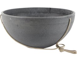Ter Steege Hangende bloempot/plantenpot schaal - gerecycled kunststof/steenpoeder - donkergrijs - dia 25 cm - hoogte 12 cm - Voor buiten