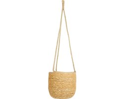 Ter Steege Hangende plantenpot/bloempot - jute/zeegras - D17 x H14 cm - creme/beige