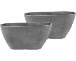 Ter Steege Plantenbak - 2x - balkon - kunststof - donkergrijs - 36 x 16 cm - Buiten gebruik