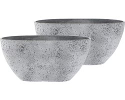 Ter Steege Plantenbak - 2x stuks - kunststof en steenpoeder - 36 x 16 cm - Buiten gebruik