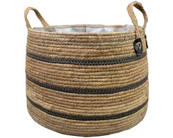 Ter Steege Plantenmand voor Binnen Zeegras Beige-Zwart D 35 cm H 27 cm Opening 29 cm