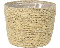 Ter Steege Plantenmand - zeegras - rotan - beige - 15 x 12 cm - plastic binnenkant