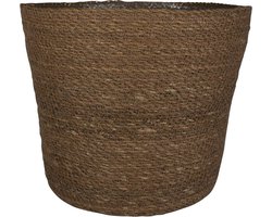 Ter Steege Plantenmand - zeegras - rotan - bruin - 30 x 26 cm - plastic binnenkant