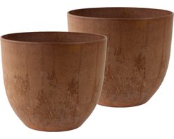 Ter Steege Plantenpot - 3x stuks - terra bruin - kunststof - D28 x H24 cm - bloempot