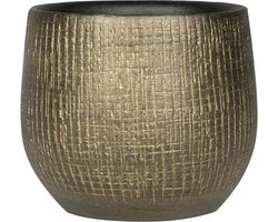 Ter Steege Plantenpot - keramiek - goud - metaal look - D15 x H13 cm