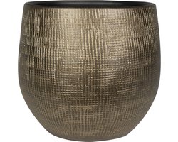 Ter Steege Plantenpot/bloempot - keramiek - metal goud - D28 x H29 cm