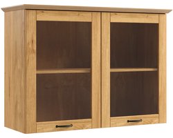 Teramo Hangkast met 2 Glazen Deuren - Massief Grenenhout - 105 x 37 x 75 cm