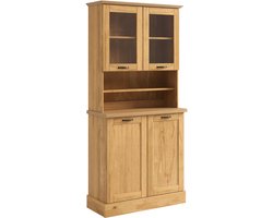Teramo Hangkast met 2 Glazen Deuren - Massief Grenenhout - 105 x 37 x 75 cm