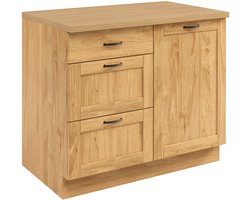 Teramo Onderkast met 1 Deur en 3 Lades - Massief Grenenhout - 100 x 60 cm