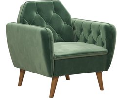 Teresa|Gestoffeerde Accent Stoel in Fluweel Lichtgroen