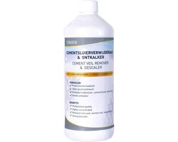 Tergeo #1 Cementsluier verwijderen en Ontkalker - 1L Concentraat - ULTRA STRONG - Antikalk Spray Badkamer - Ultieme Tegelreiniger - witte vlekken gevel
