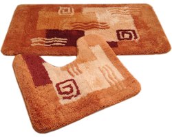 Terracotta Badmat Set voor Badkamer | Antislip 2-delig | Modern en Mediterraan Design | Badmat 50 x 90 cm en WC-mat 50 x 45 cm