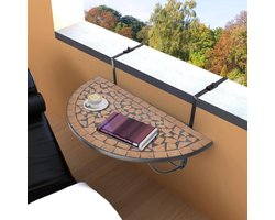 Terracotta Balkontafel - Hangende Mozaïek Tafel - Buiten Genieten - Opvouwbaar Ontwerp - 83 x 44 cm - Multicolor