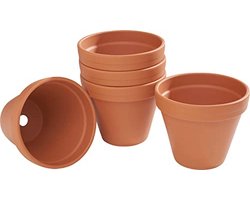 Terracotta Bloempotten 13 cm - Set van 5 Aardewerken Potten voor Planten - Binnen en Buiten Decoratie