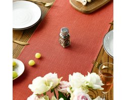 Terracotta Oranje Boho Rustieke Tafelloper 33x243 cm voor Eettafel Decoratie