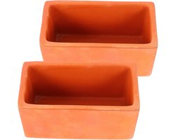 Terracotta Plant Pot - Bloempot Cactussen - Gezonde Plantengroei - Ademend Materiaal - 2 Stuks - Oranje