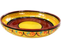 Terracotta schaal geel handbeschilderd Spaans servies