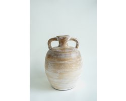 Terracotta Vaas – Handgemaakt – Bohemian Woondecoratie – Crème – 35x25 cm – BOHAÉ Morena