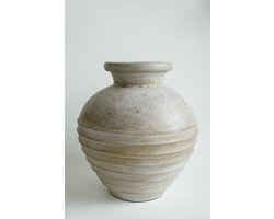 Terracotta Vaas – Handgemaakt – Ibiza Woondecoratie – Crème – 38x35 cm – BOHAÉ Terraé