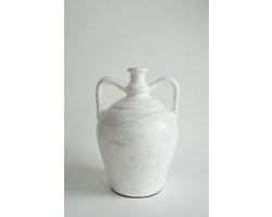 Terracotta Vaas – Handgemaakt – Ibiza Woondecoratie – Wit – 30x20 cm – BOHAÉ Aurea